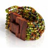 Bracelet avec fermoir bois XL multicolore vert bleu