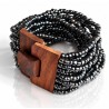Bracelet avec fermoir bois XL argenté