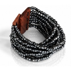Bracelet avec fermoir bois XL argenté vue 2
