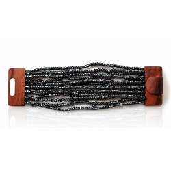 Bracelet avec fermoir bois XL argenté vu3