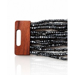 Bracelet avec fermoir bois XL argenté vue4