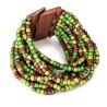 Bracelet avec fermoir bois XL vert olive marron