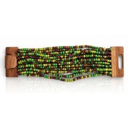 Bracelet avec fermoir bois XL vert olive marron