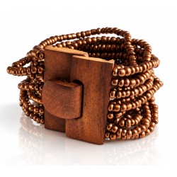 Bracelet avec fermoir bois XL cuivre marron