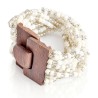 Bracelet avec fermoir bois XL blanc transparent