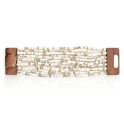 Bracelet avec fermoir bois XL blanc transparent