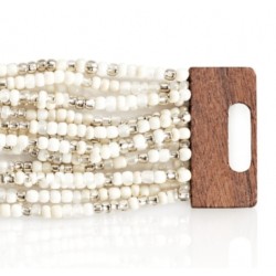 Bracelet avec fermoir bois XL blanc transparent