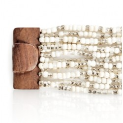Bracelet avec fermoir bois XL blanc transparent
