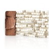 Bracelet avec fermoir bois XL blanc transparent