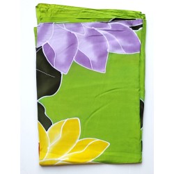 Paréo vert fleur jaune mauve 1