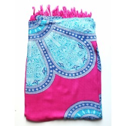 Paréo rose mandala bleu