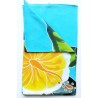 Paréo XXL bleu turquoise fleur jaune violet