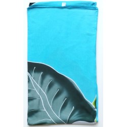 Paréo XXL bleu turquoise fleur jaune violet