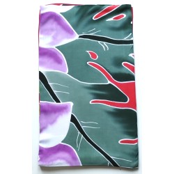 Paréo XXL rouge fleur violet blanc