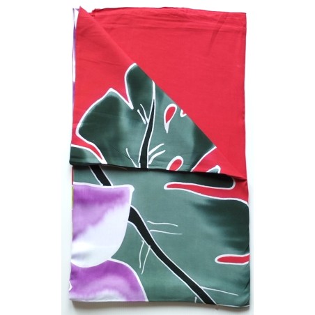 Paréo XXL rouge fleur violet blanc Paréo XXL rouge fleur violet blanc