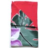 Paréo XXL rouge fleur violet blanc