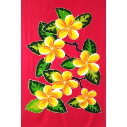 Paréo rouge fleur de tiaré jaune