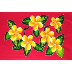 Paréo rouge fleur de tiaré jaune