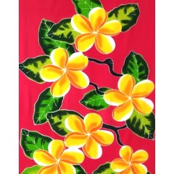 Paréo rouge fleur de tiaré jaune