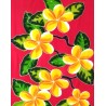 Paréo rouge fleur de tiaré jaune