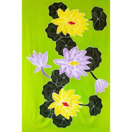 Paréo vert fleur jaune mauve Paréo vert fleur jaune mauve