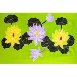Paréo vert fleur jaune mauve