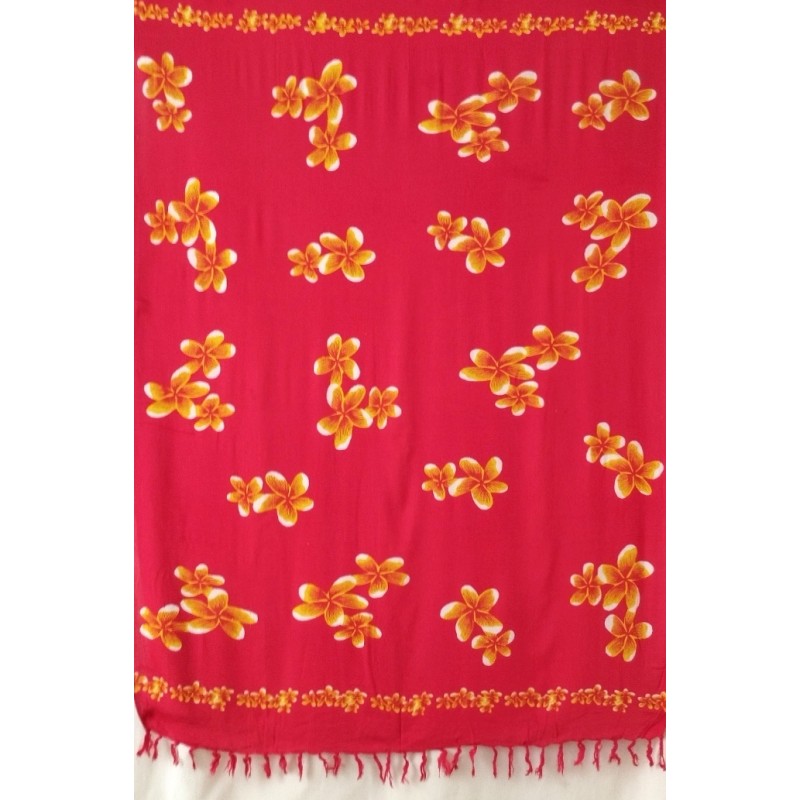 Paréo rouge fleur jaune