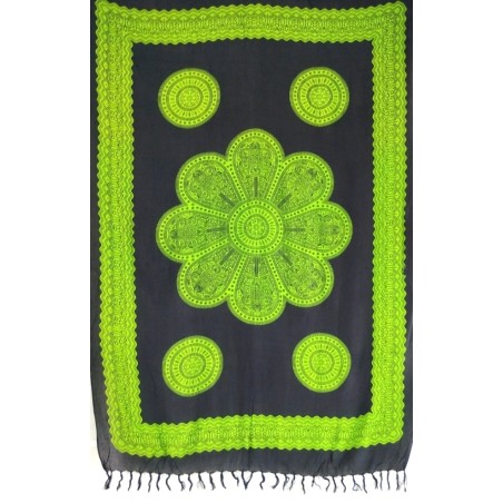 Paréo noir et vert Mandala Paréo noir et vert Mandala
