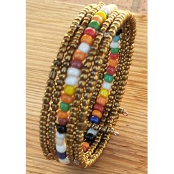 Bracelet femme fin en perle doré multicolore