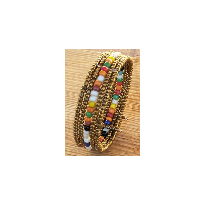 Bracelet femme fin en perle doré multicolore
