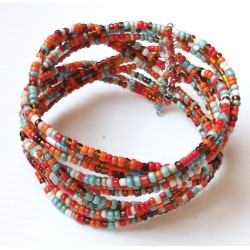 Bracelet femme torsadé orange bleu rouge
