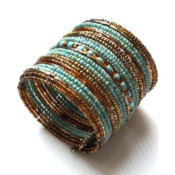 Bracelet femme Manchette doré et turquoise