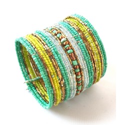 Bracelet femme manchette vert anis