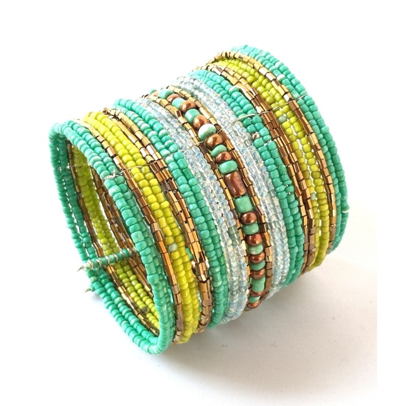 Bracelet femme manchette vert anis