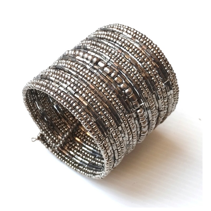 Bracelet femme manchette argenté