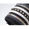 Bracelet femme manchette perles noir et blanc