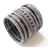 Bracelet femme manchette perle noir et argenté