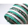 Bracelet femme manchette perles vert blanc argent