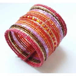 Bracelet femme manchette rose orange rouge