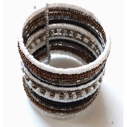 Bracelet manchette blanc marron argenté_vu3