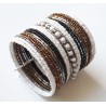 Bracelet manchette blanc marron argenté