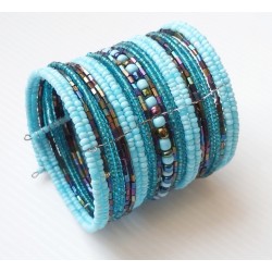 Bracelet femme manchette bleu