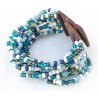 Bracelet femme fermoir en bois bleu blanc