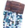 Bracelet femme fermoir en bois bleu blanc