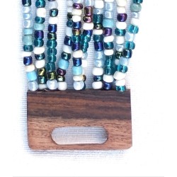 Bracelet femme fermoir en bois bleu blanc